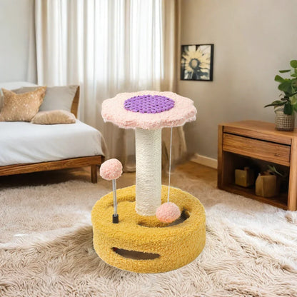 Cute Durable Sun Flower Design Cat Climbing Frame Cat Tree and Scratcher for Indoor Small Large Cats