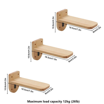 1 Piece Cat Wall Mounted Shelf Furniture Wooden Cat Bed and Scratcher Post with Climbing Ladder Steps for Kitten Play and Rest