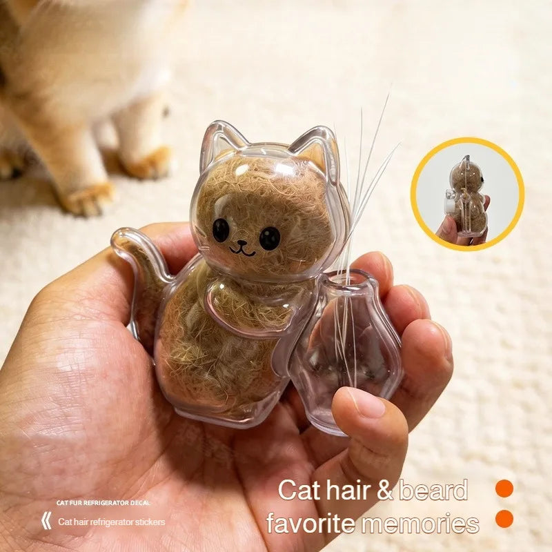 Fridge Magnet Cat Hair Keepsake Clear Storage Box Pet Fur Whiskers Memorial Cute Kitty Transparent Container Pet Lover Souvenir