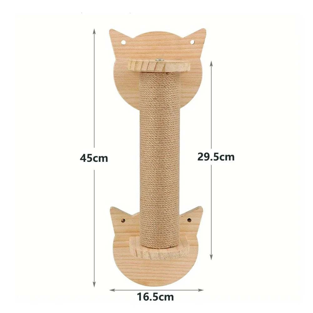 Wall Mounted Cat Scratching Post Wall Furniture Wood Kitten Scratcher Tree for Large Cats Thicker Columns for Multi-Functions