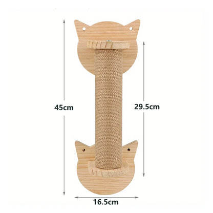 Wall Mounted Cat Scratching Post Wall Furniture Wood Kitten Scratcher Tree for Large Cats Thicker Columns for Multi-Functions