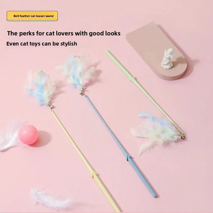 Interactive Cat Feather Toy Corn Pet Attractive Teaser Toy Feather With Bell Kitten Stick Durable Training Cat Products Supplies