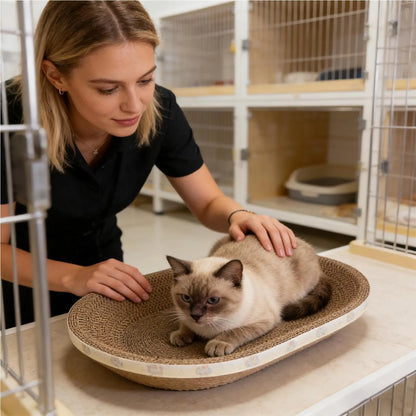 Big Cat Scratch Pad Funny Corrugated Oval Furniture Protector Cat Scratcher Bed Pet Couch For Kitten Sleep Grinding Claw Indoor