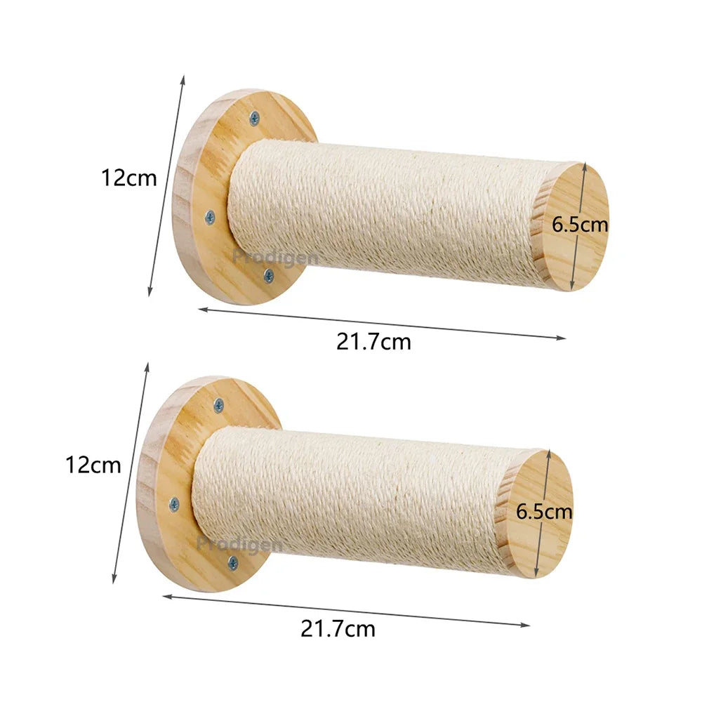 Wall Mounted Cat Scratching Post Wall Furniture Wood Kitten Scratcher Tree for Large Cats Thicker Columns for Multi-Functions