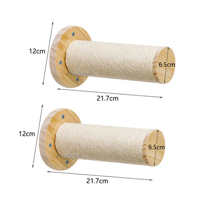 Wall Mounted Cat Scratching Post Wall Furniture Wood Kitten Scratcher Tree for Large Cats Thicker Columns for Multi-Functions