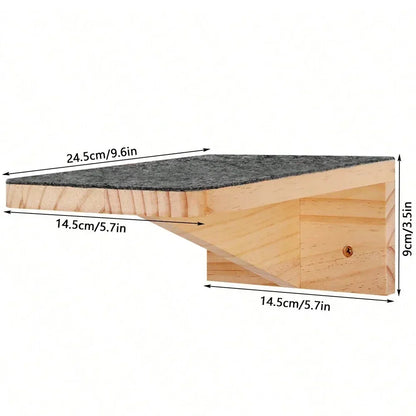 1 Piece Cat Wall Mounted Shelf Furniture Wooden Cat Bed and Scratcher Post with Climbing Ladder Steps for Kitten Play and Rest