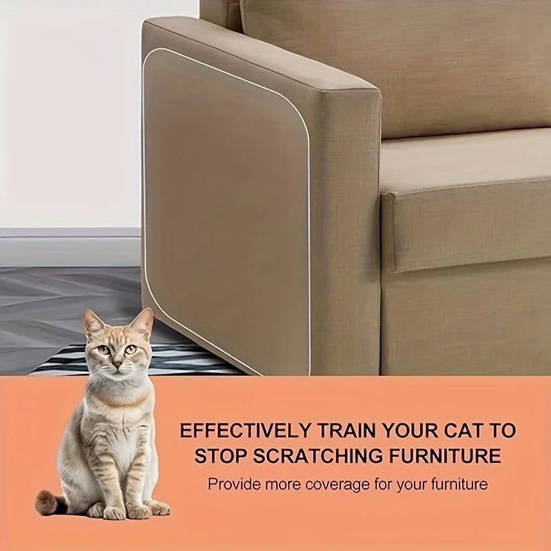 10pcs Cat Scratch Guard Tape - Clear Double-Sided Furniture Protector For Sofas & Couches, Pet-Proofing Deterrent Stickers