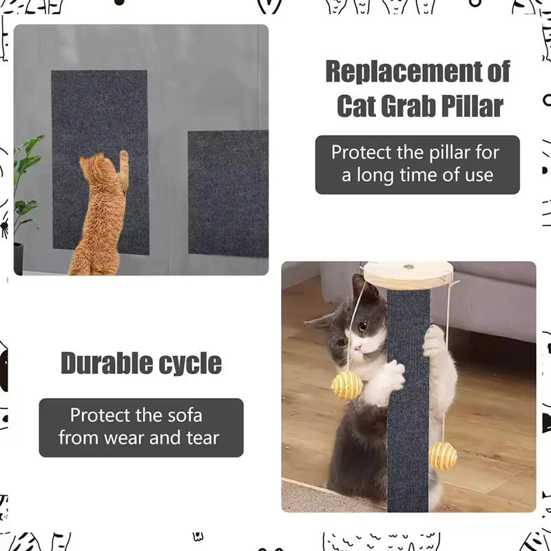 Self Adhesive Cat Scratcher Mat Wall Mount No Shedding Vertical Climbing Pad Anti Scratch Sofa Carpet Furniture Protector
