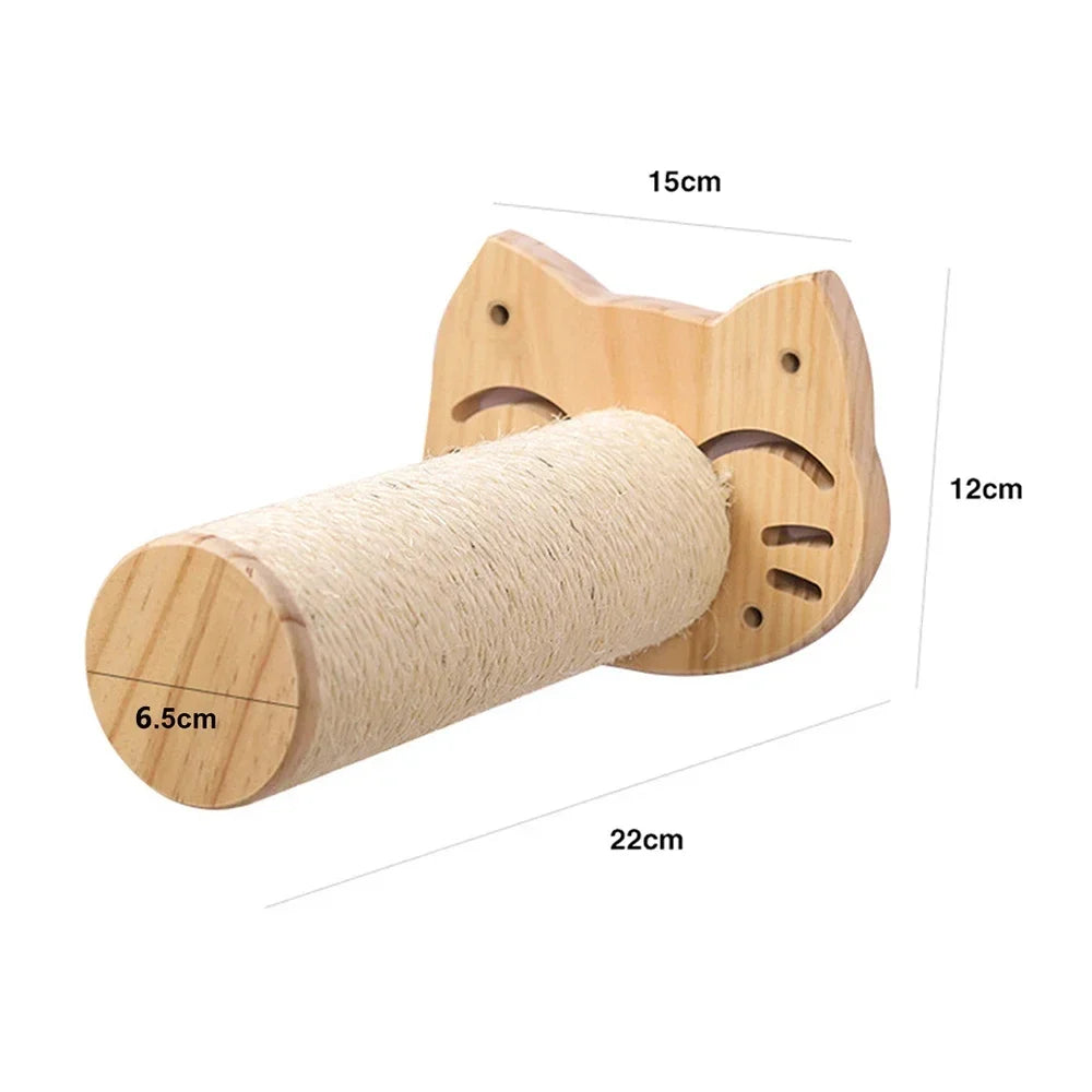 Wall Mounted Cat Scratching Post Wall Furniture Wood Kitten Scratcher Tree for Large Cats Thicker Columns for Multi-Functions