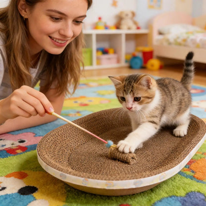 Big Cat Scratch Pad Funny Corrugated Oval Furniture Protector Cat Scratcher Bed Pet Couch For Kitten Sleep Grinding Claw Indoor