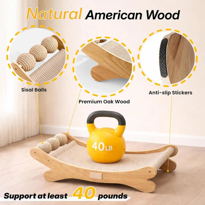 Sisal Cat Scratchers for Indoor Cats - 26.2' Large Cat Scratching Board, Wooden Cat Bed with Scratch Pad, Modern Cat Furniture f