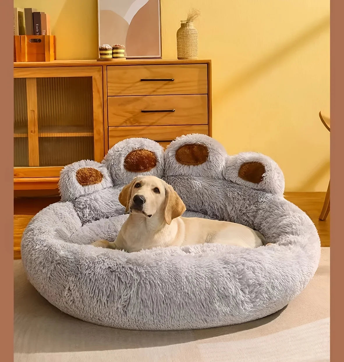 Fluffy Dog Bed Large Pet Products Dogs Beds Sofa Cute Bear Paw Shape Pets Kennel Mat Puppy Cats Supplies Basket Pet Accessories