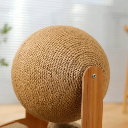 Cat Grinding Paw Toy 2In1 Cat Scratching Ball Wooden Cat Scratcher Sisal Scratch Board Wear-Resistant Solid Wood Scraper for Cat