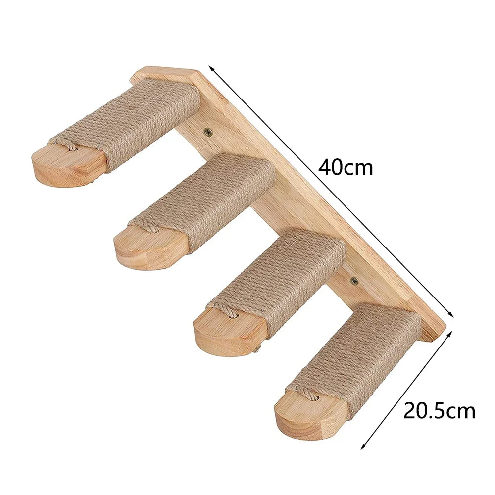 Wall Mounted Cat Scratching Post Wall Furniture Wood Kitten Scratcher Tree for Large Cats Thicker Columns for Multi-Functions