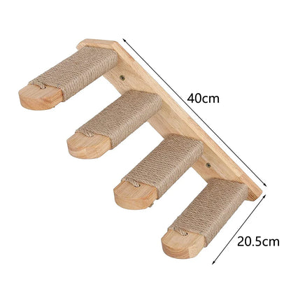 Wall Mounted Cat Scratching Post Wall Furniture Wood Kitten Scratcher Tree for Large Cats Thicker Columns for Multi-Functions