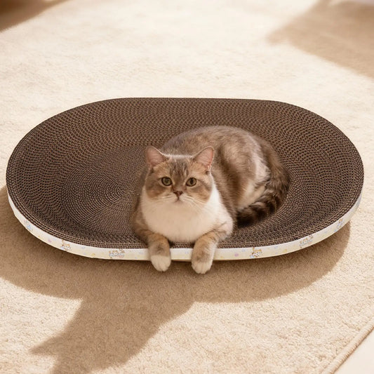 Big Cat Scratch Pad Funny Corrugated Oval Furniture Protector Cat Scratcher Bed Pet Couch For Kitten Sleep Grinding Claw Indoor