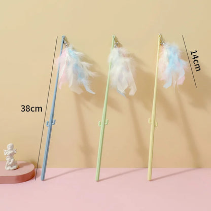 Interactive Cat Feather Toy Corn Pet Attractive Teaser Toy Feather With Bell Kitten Stick Durable Training Cat Products Supplies