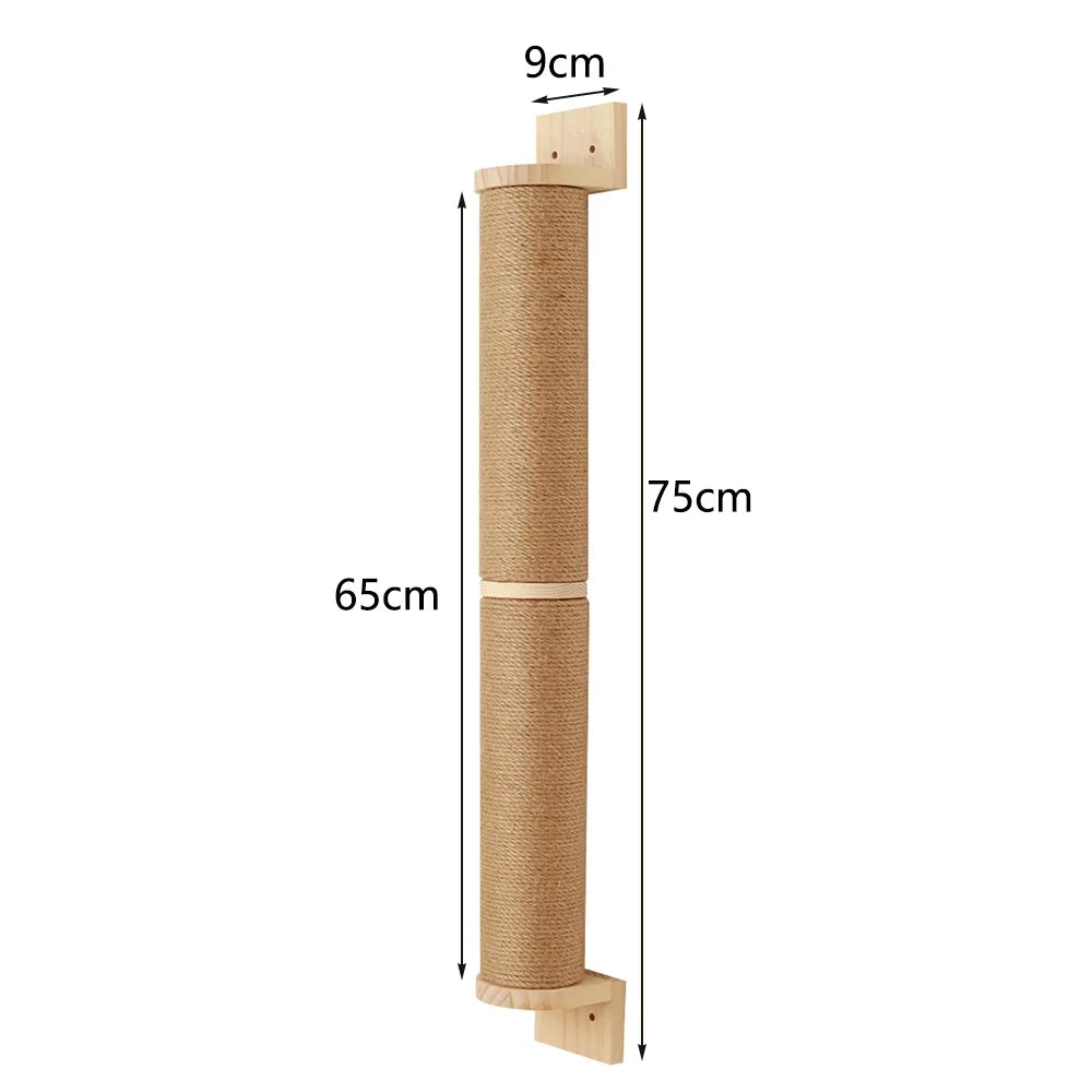Wall Mounted Cat Scratching Post Wall Furniture Wood Kitten Scratcher Tree for Large Cats Thicker Columns for Multi-Functions