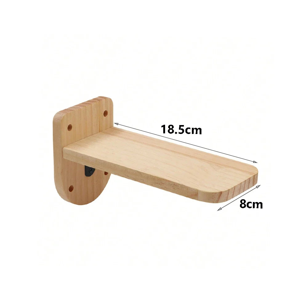 Wall Mounted Cat Wooden Basket Cat Shelf Perch Bed Sleeping Hammock Climbing Scratching Post Step Modern Cats Wall Furniture