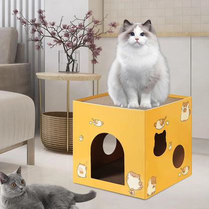 Cat Cardboard House with Scratch Pads Corrugated Cardboard Scratcher Cat Box Cats Bed for Cat Rabbit Small Animals Bunny indoor