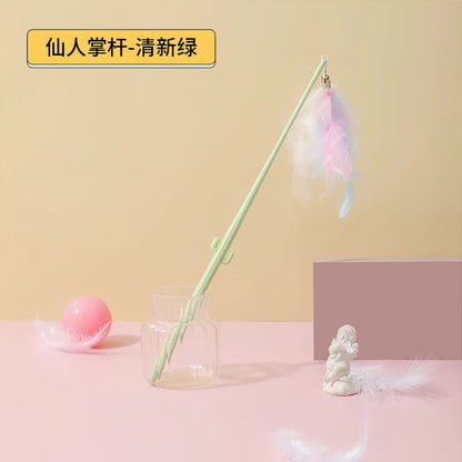 Interactive Cat Feather Toy Corn Pet Attractive Teaser Toy Feather With Bell Kitten Stick Durable Training Cat Products Supplies