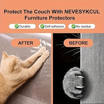 10pcs Cat Scratch Guard Tape - Clear Double-Sided Furniture Protector For Sofas & Couches, Pet-Proofing Deterrent Stickers