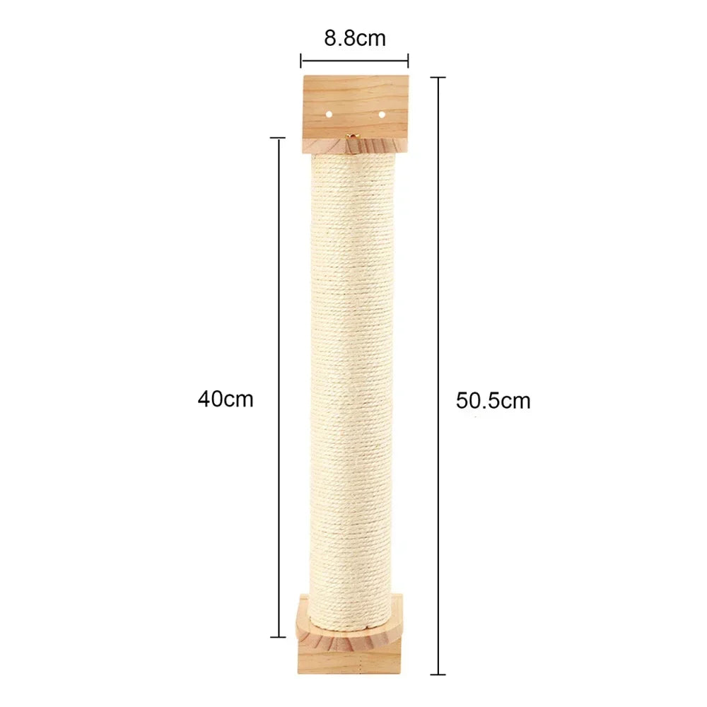 1 Piece Cat Wall Mounted Shelf Furniture Wooden Cat Bed and Scratcher Post with Climbing Ladder Steps for Kitten Play and Rest