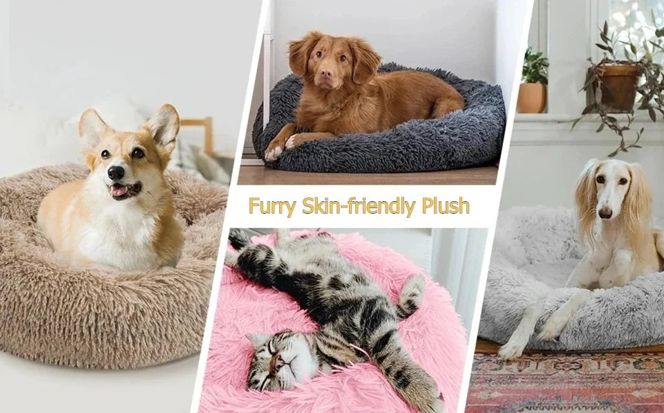 Dog House Cat House Plush Round Pet House Dog Bed Winter Dog Mat Pet Bed Pet Supplies