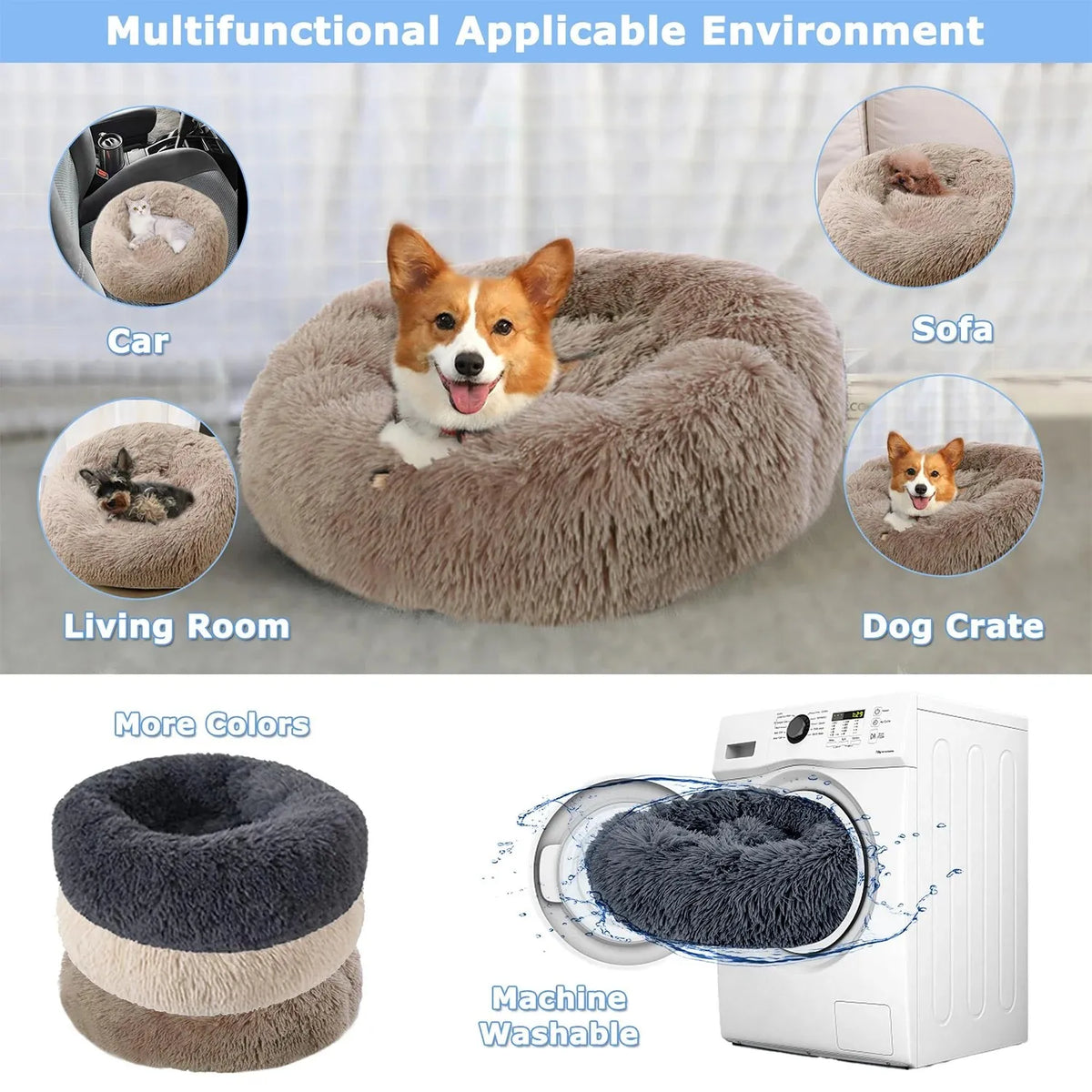 Dog House Cat House Plush Round Pet House Dog Bed Winter Dog Mat Pet Bed Pet Supplies