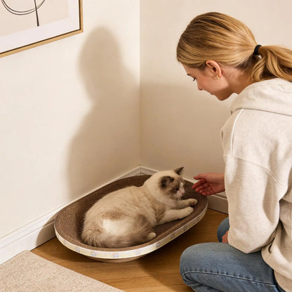 Big Cat Scratch Pad Funny Corrugated Oval Furniture Protector Cat Scratcher Bed Pet Couch For Kitten Sleep Grinding Claw Indoor