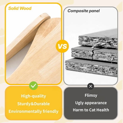 Sisal Cat Scratchers for Indoor Cats - 26.2' Large Cat Scratching Board, Wooden Cat Bed with Scratch Pad, Modern Cat Furniture f