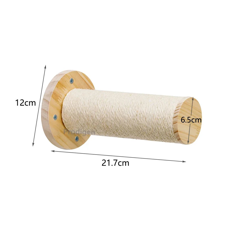 Wall Mounted Cat Scratching Post Wall Furniture Wood Kitten Scratcher Tree for Large Cats Thicker Columns for Multi-Functions