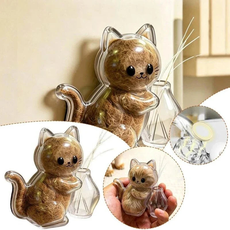 Fridge Magnet Cat Hair Keepsake Clear Storage Box Pet Fur Whiskers Memorial Cute Kitty Transparent Container Pet Lover Souvenir