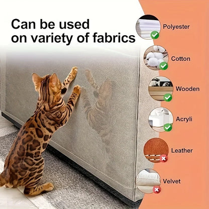 10pcs Cat Scratch Guard Tape - Clear Double-Sided Furniture Protector For Sofas & Couches, Pet-Proofing Deterrent Stickers