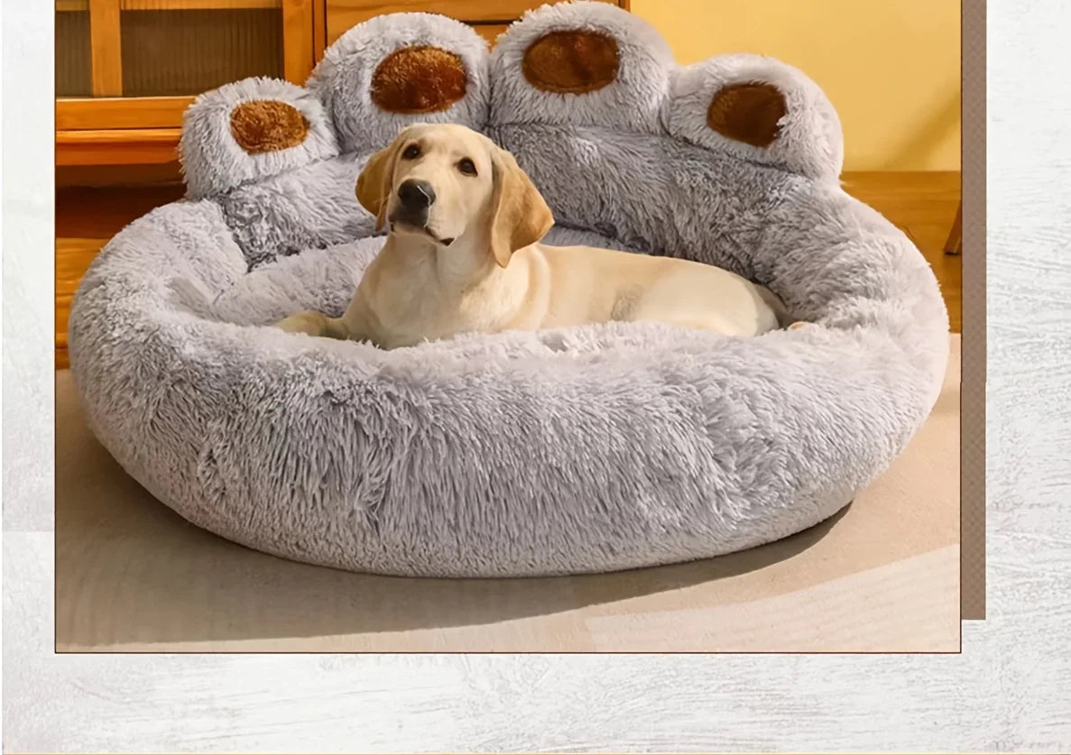 Fluffy Dog Bed Large Pet Products Dogs Beds Sofa Cute Bear Paw Shape Pets Kennel Mat Puppy Cats Supplies Basket Pet Accessories
