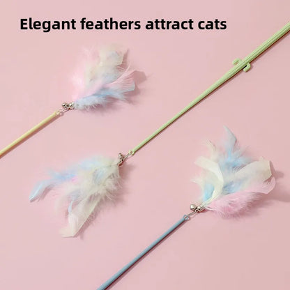 Interactive Cat Feather Toy Corn Pet Attractive Teaser Toy Feather With Bell Kitten Stick Durable Training Cat Products Supplies