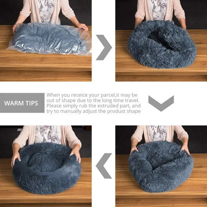 Dog House Cat House Plush Round Pet House Dog Bed Winter Dog Mat Pet Bed Pet Supplies