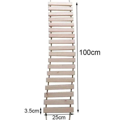 Cat ladder made of natural pine wood with evenly spaced flat steps measuring 100cm long, 25cm wide, and 3.5cm thick